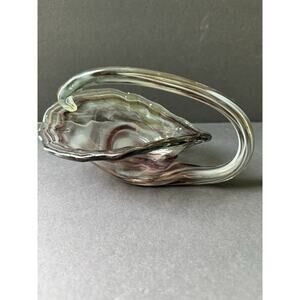 Vintage Murano Cornucopia Blown Glass Candy Trinket Dish Swirled Art Glass